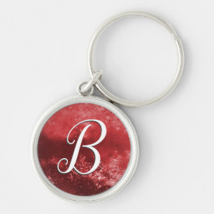 Monogram Red Frost Script Key Ring