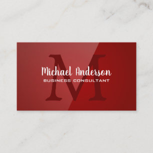 Monogram   Red Gloss Background Business Card