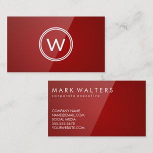 Monogram Red Gloss Business Card