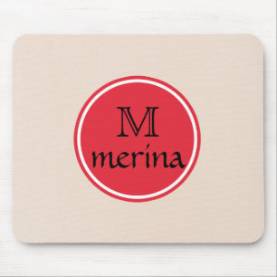 Monogram Red Gold Circle Mouse Pad