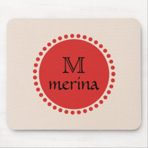 Monogram Red Gold Circle Mouse Pad