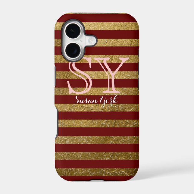 monogram red golden stripes chic style (Back)