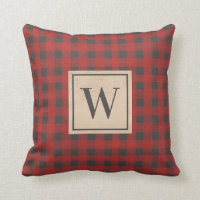 Monogram Red Grey Buffalo Plaid