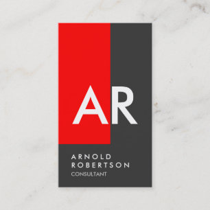 Monogram Red Grey Consultant Business Card