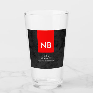 Monogram Red Grey Pattern Modern Glass