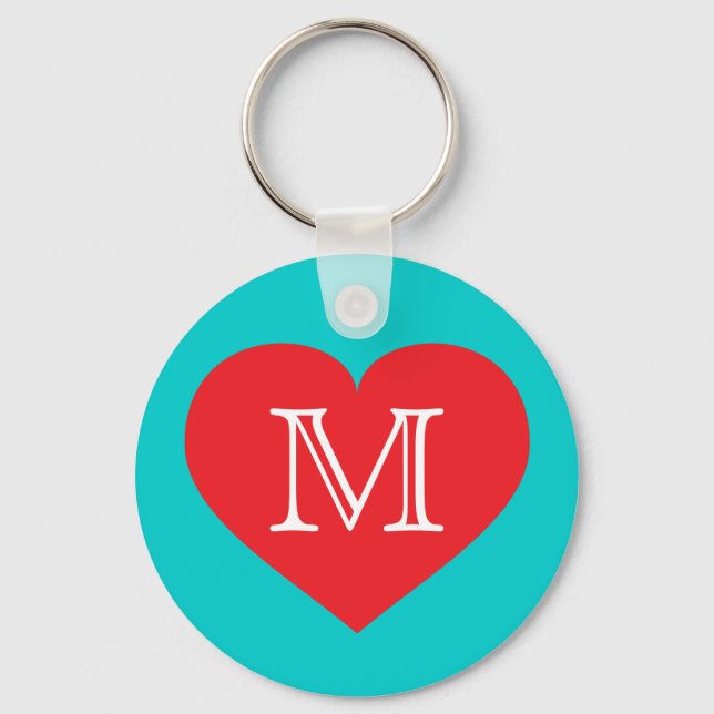 Monogram Red Heart Key Ring (Front)