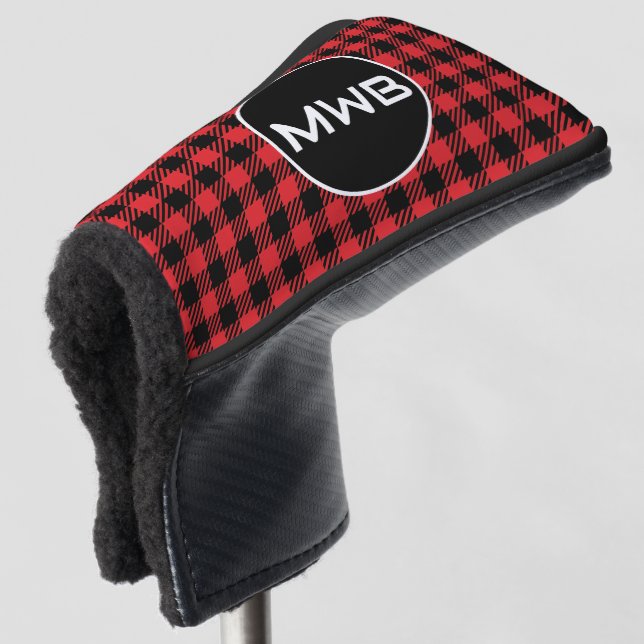 Monogram Red Plaid Golf Blade Putter Head Cover (3/4 Front)