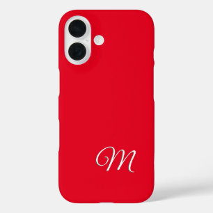 Monogram Red Plain Elegant Minimalist Calligraphy iPhone 16 Case