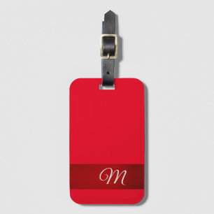 Monogram Red Plain Elegant Minimalist Calligraphy Luggage Tag