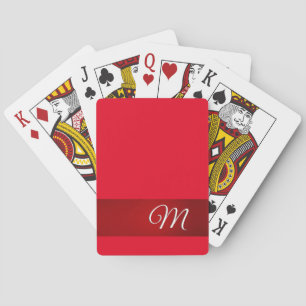 Monogram Red Plain Elegant Minimalist Calligraphy Playing Cards