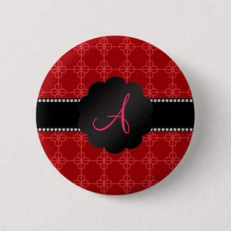 Monogram red retro circles 6 cm round badge