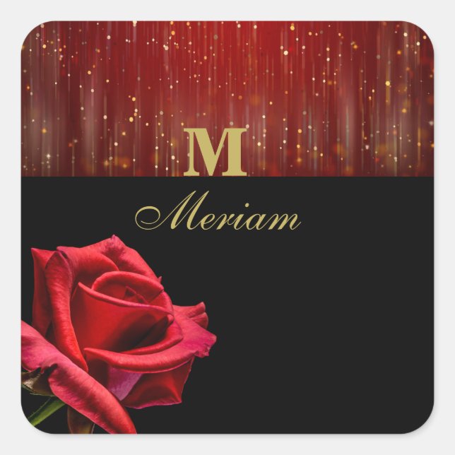 Monogram Red Rose Sticker (Front)