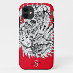 Monogram Red Skeleton Court Jester  Case-Mate iPho iPhone Case