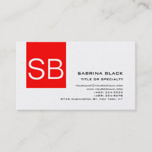 Monogram Red Stripe Consultant Business Card