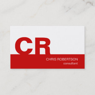 Monogram Red Stripe White Consultant Business Card