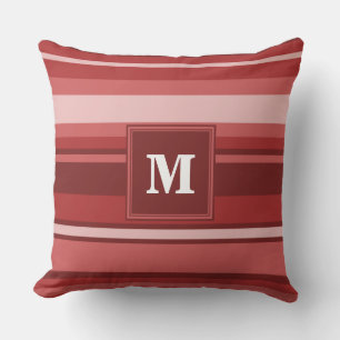 Monogram red stripes cushion