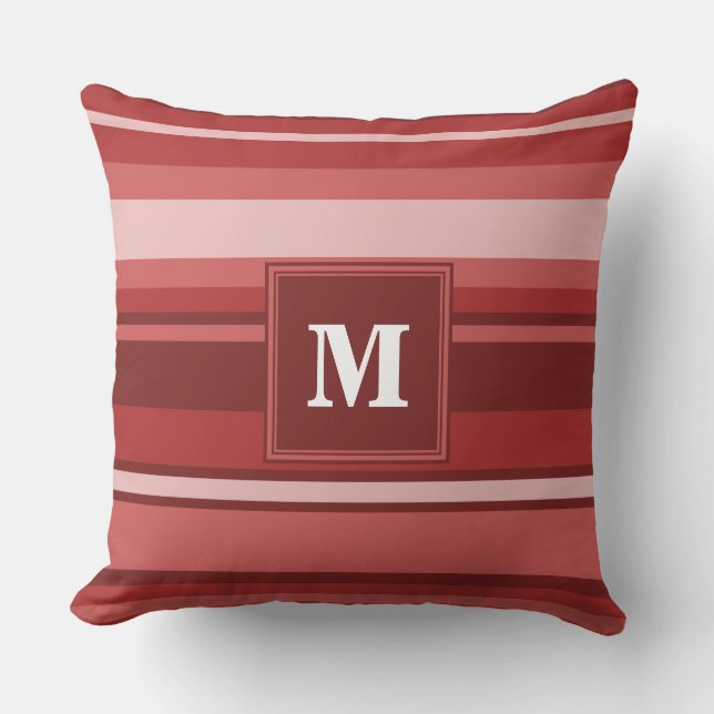 Monogram red stripes cushion (Front)