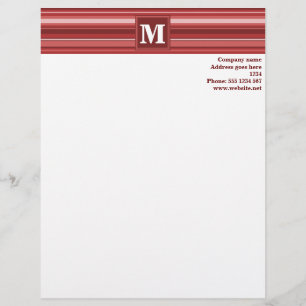 Monogram red stripes customised letterhead