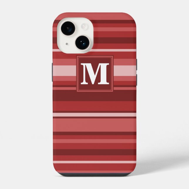 Monogram red stripes iPhone case (Back)