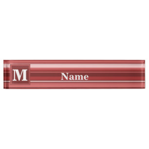 Monogram red stripes nameplate