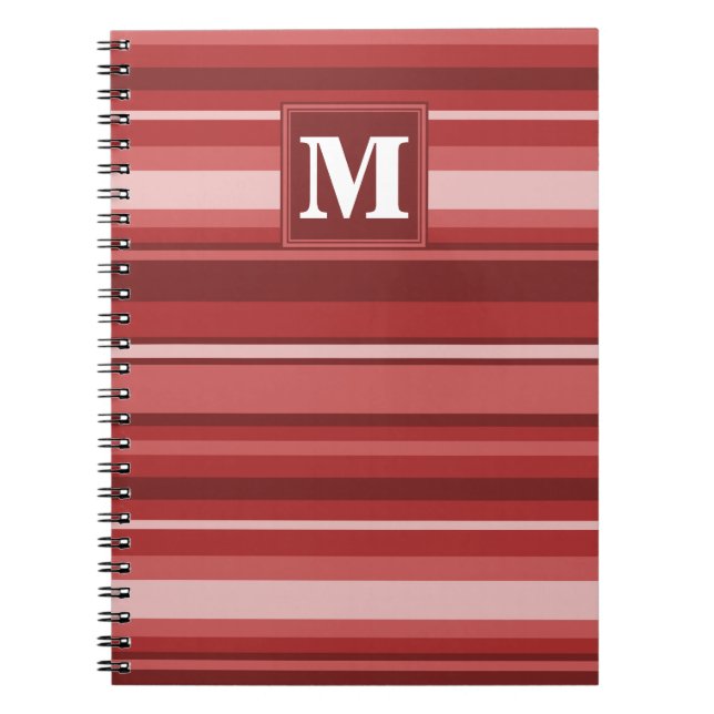 Monogram red stripes spiral notebook (Front)