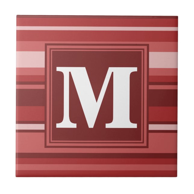 Monogram red stripes tile (Front)