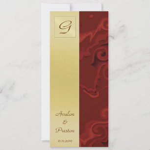 Monogram Red Swirls Wedding Program Invitation
