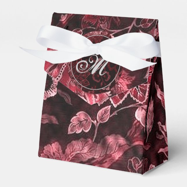 Monogram Red Vintage Floral Tent Favour Box (Front Side)