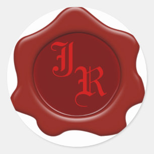 Monogram Red Wax Seal Wedding Stickers