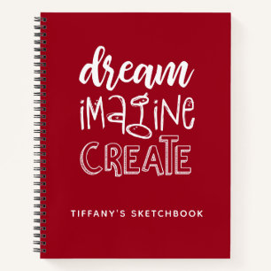 Monogram Red White Artist Sketchbook Notebook