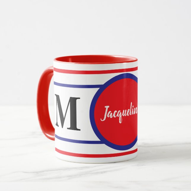 Monogram Red White Blue Mug (Front Left)