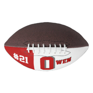 Monogram Red & White Football