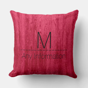 Monogram Red Wood Grain Texture Cushion