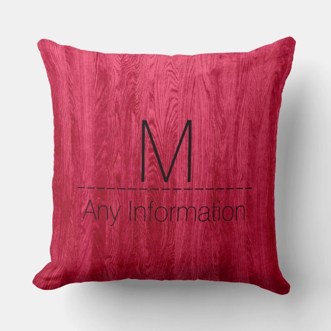 Monogram Red Wood Grain Texture Cushion (Front)