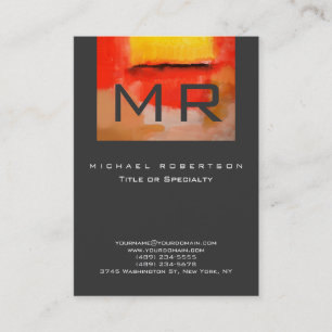 Monogram Red Yellow Grey Abstract Business Card