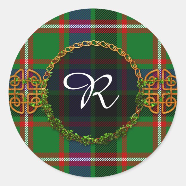 Monogram Reid Tartan Classic Round Sticker (Front)