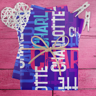 Monogram Repeating Name Pattern Birthday Wrapping Paper Sheet