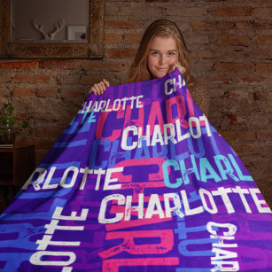 Monogram Repeating Name Pattern Kids Fleece Blanket