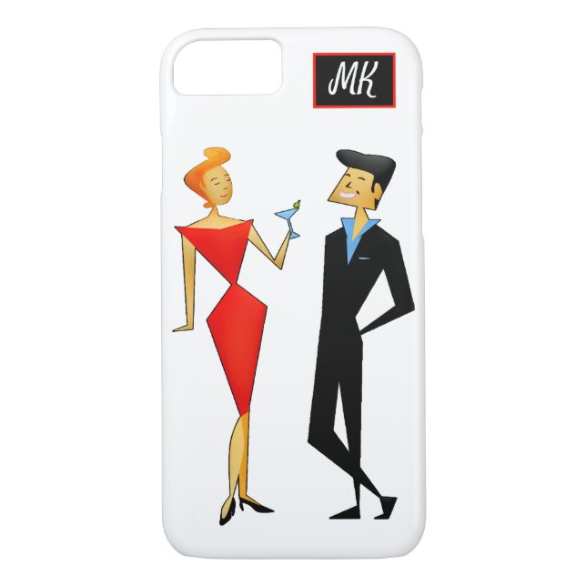 Monogram Rero 50s Couple Cocktail Party Case-Mate iPhone Case (Back)