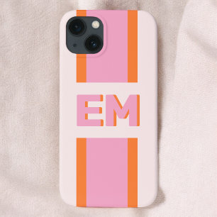 Monogram Retro Bold Pink oran iPhone 13 Case