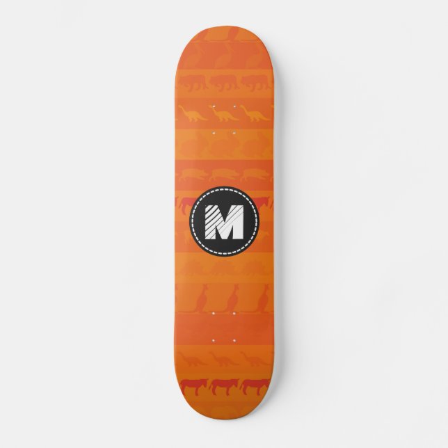 Monogram Retro Colourful Animals Pattern #9 Skateboard (Front)