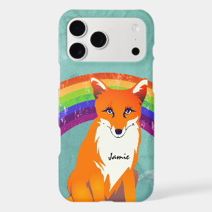 Monogram Retro Fox Art Aqua Earthy Tones Hues