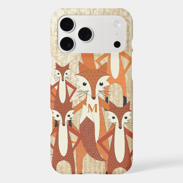 Monogram Retro Fox Art Orange Retro iphone 5 (Back)
