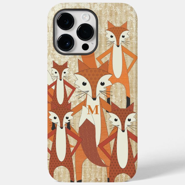 Monogram Retro Fox Art Orange Retro iphone 5 Case-Mate iPhone Case (Back)