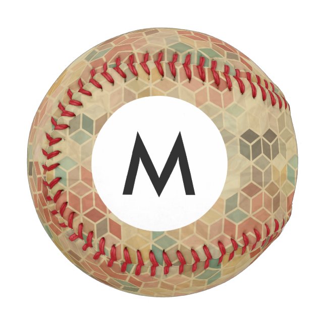 Monogram Retro geometric pattern 5 Baseball (Front Left)