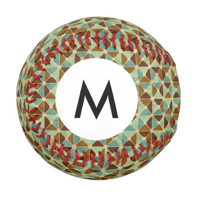 Monogram Retro geometric pattern Baseball (Front Left)