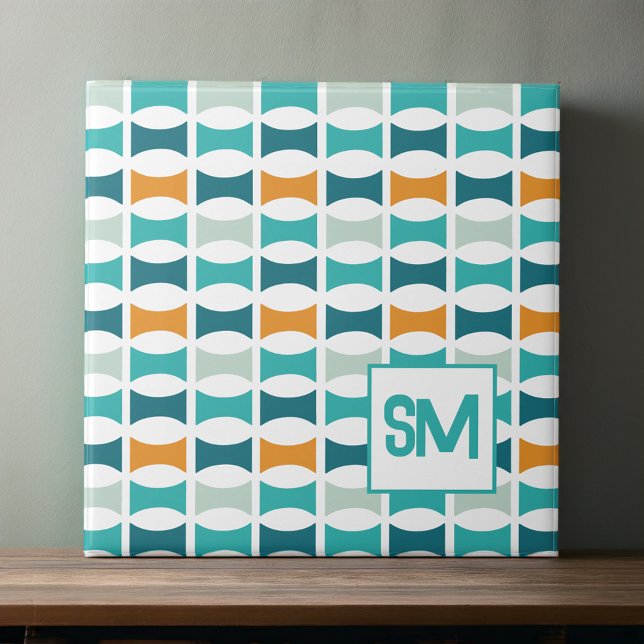 Monogram Retro Mid Century Geometric Pattern Tile (Creator Uploaded)