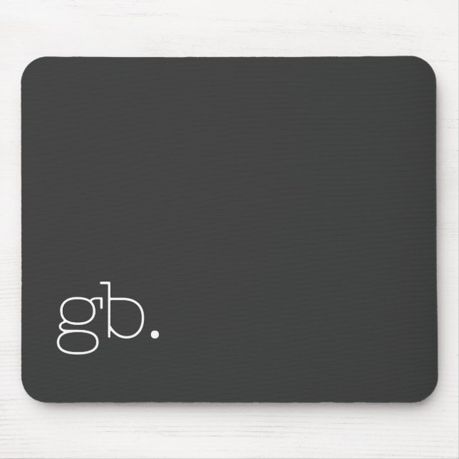 Monogram Retro Minimal Black Mouse Pad (Front)