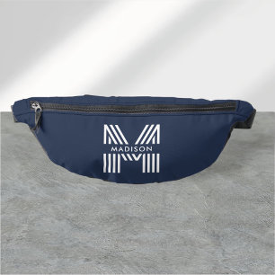 Monogram Retro Modern Navy Blue Bum Bags