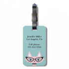 Monogram Retro Pink Cat Luggage Tag